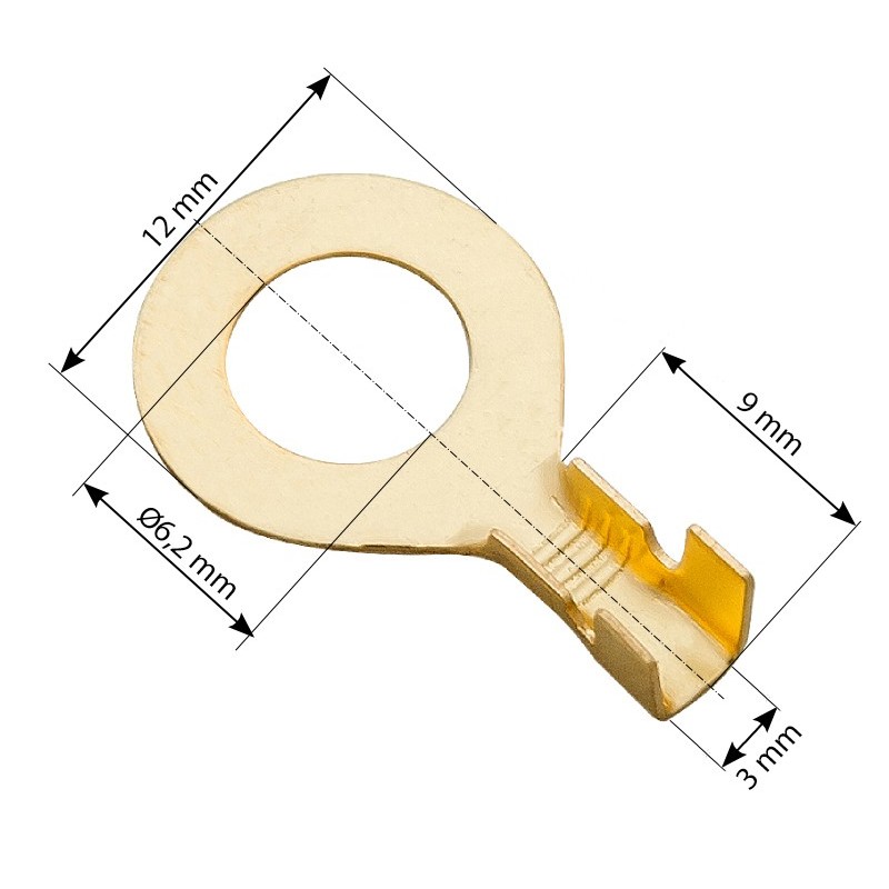 Rengasliitin M6 eristämätön messinki 100 kpl | 0,5–0,8 mm²