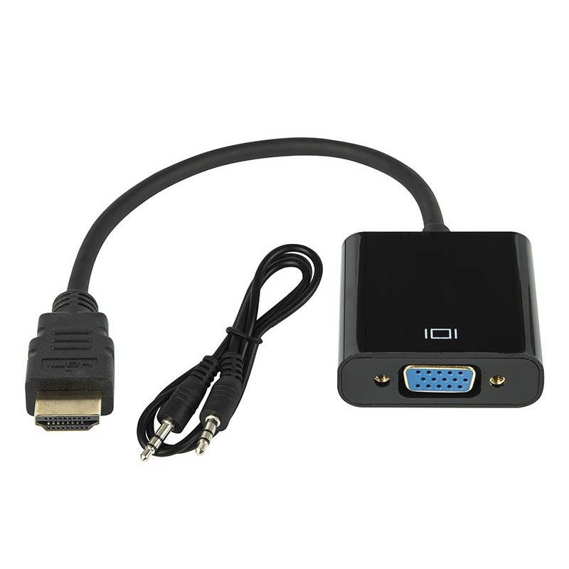HDMI - VGA -adapteri + 3,5 mm audio | Full HD | Musta