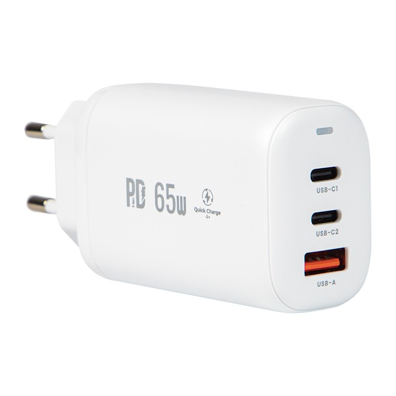 Verkkolaturi 3-porttinen | USB-C & USB-A | Quick Charge 4+