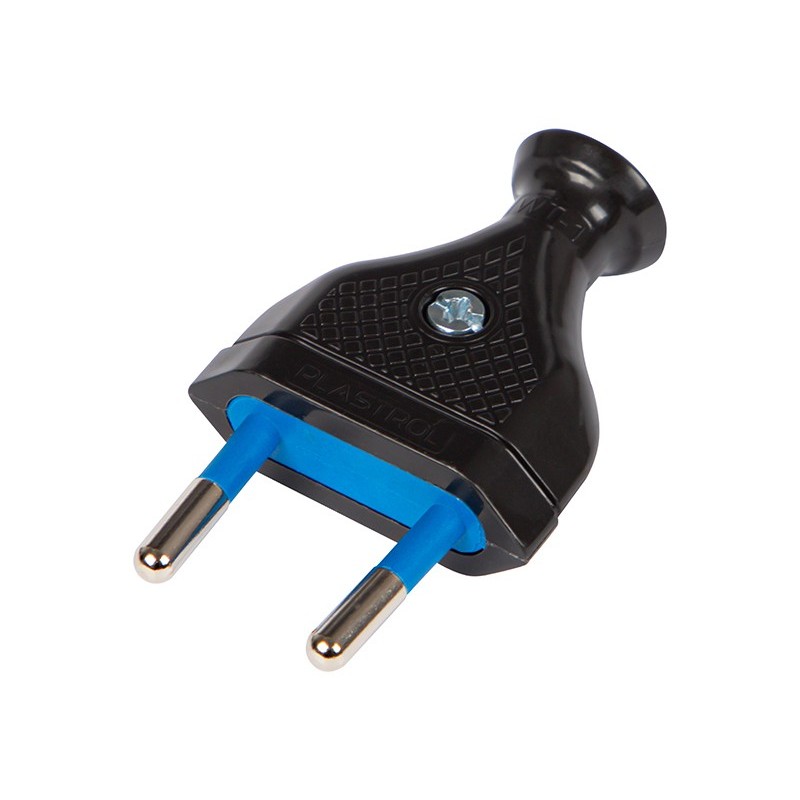 Litteä Euro-pistoke 2.5A 230V | ABS-muovi | Musta