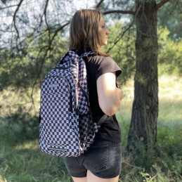 Designer Ruutukuosillinen Koulureppu ja Kassit 30L | Iso reppusetti