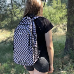Designer Ruutukuosillinen Koulureppu ja Kassit 30L | Iso reppusetti