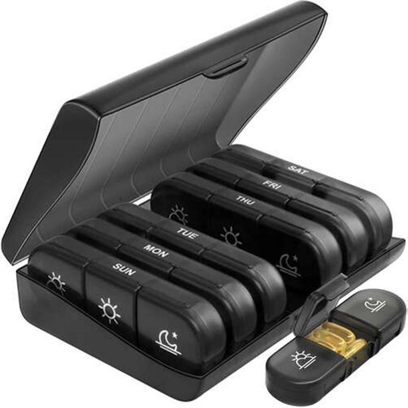 Lääkeannostelija 7 pv / 3 krt päivässä | Tyylikäs Musta Dosetti