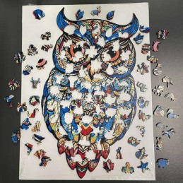 Puinen Pöllö-palapeli 177 palaa | Uniikki ja Värikäs