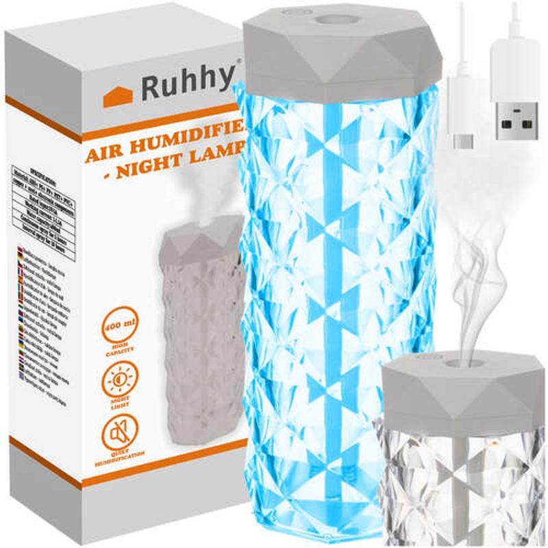2-in-1 ilmankostutin ja LED-yövalo – ruusuefekti