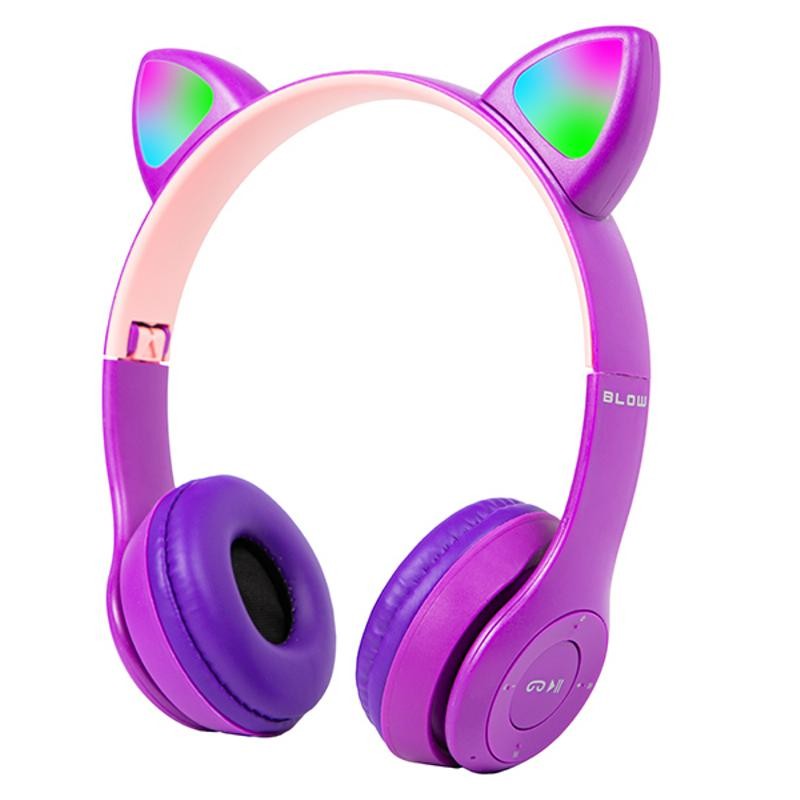 Lasten langattomat kuulokkeet LED-kissankorvat | Bluetooth 5.0 | Violetti