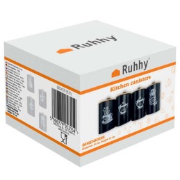 Keittiön säilytyspurkit 4 kpl | 1.5L teräs ja bambu