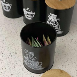 Keittiön säilytyspurkit 4 kpl | 1.5L teräs ja bambu