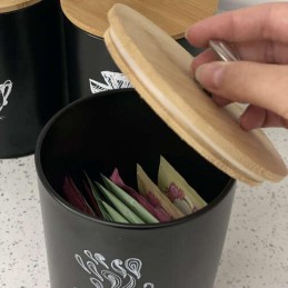 Keittiön säilytyspurkit 4 kpl | 1.5L teräs ja bambu