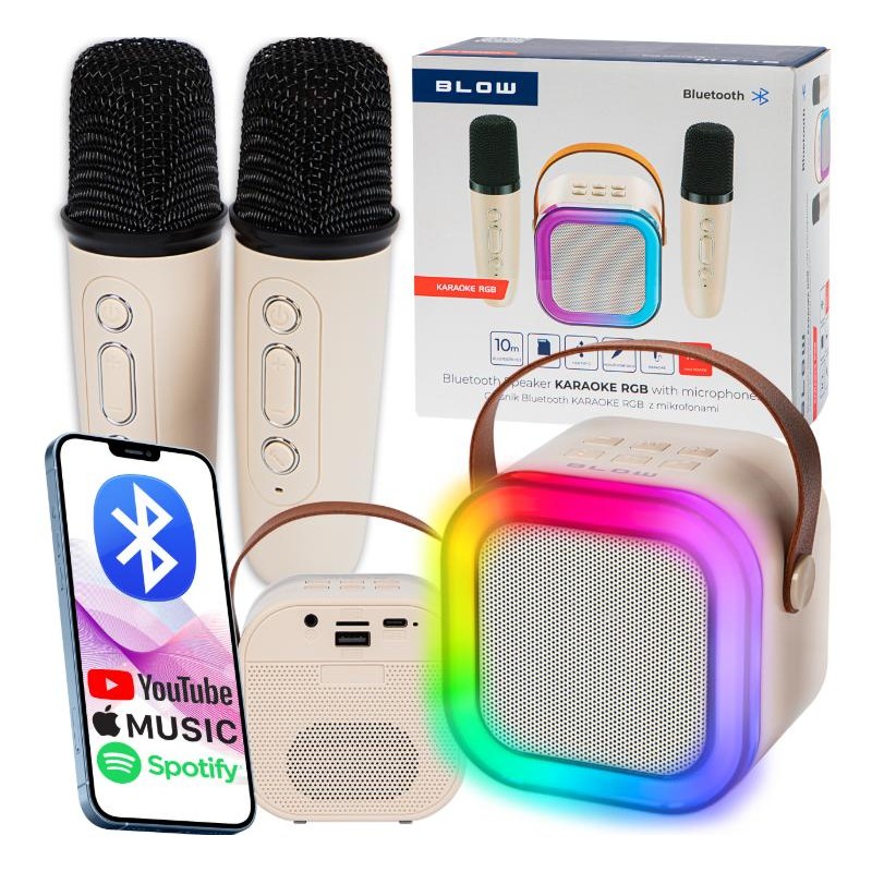 Langaton karaoke-setti | 2 mikrofonia | Bluetooth 5.3 | RGB-valot