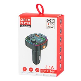 Bluetooth 5.0 FM-lähetin Autoon | QC 3.0 & PD 20W | RGB-valo