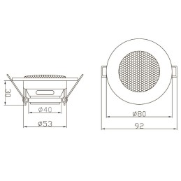 Kattokaiutin WS-80 50mm | 5W 8ohm valkoinen | Kompakti uppoasennus