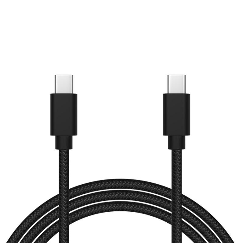 USB-C – USB-C kaapeli 1m | Punottu | Musta