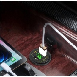 Asennettava autolaturi M18A USB+USB-C | Volttimittari | QC 3.0