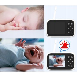 Itkuhälytin 3,2" LCD-näytöllä | Kaksisuuntainen ääni | Lämpötilavahti