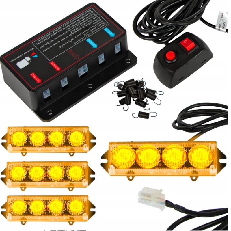 LED-varoitusvalosarja 4 kpl | Stroboskooppi 12V/24V | Oranssi