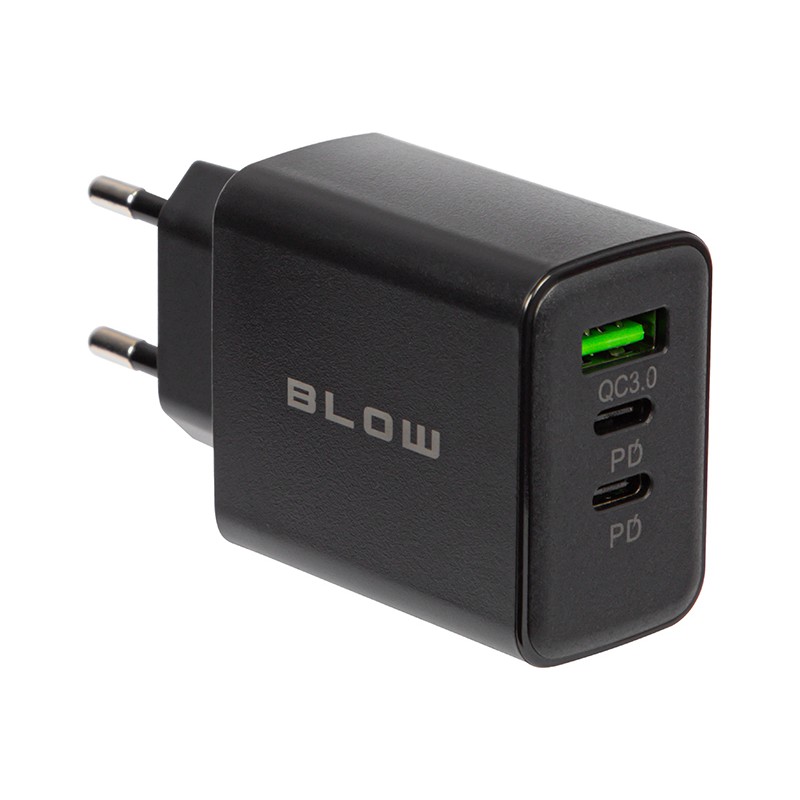 Pikalaturi QC 3.0 | USB-C PD & USB-A | 3-porttinen verkkolaturi