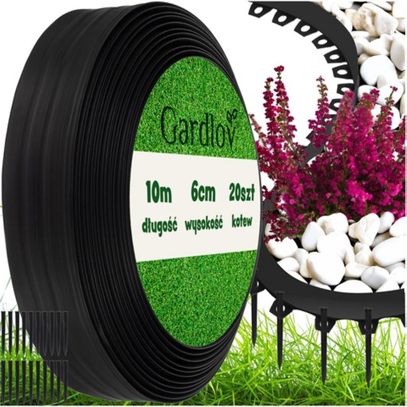 Joustava Reunanauha 6cm x 10m Musta + 20 Maapiikkiä