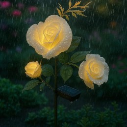 Aurinkokennovalaisin Ruusu 3 LED | GARDLOV Puutarhakoriste