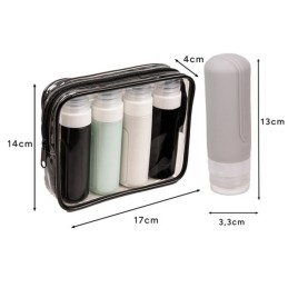 Matkakosmetiikkapullot 4 × 90 ml + kosmetiikkalaukku