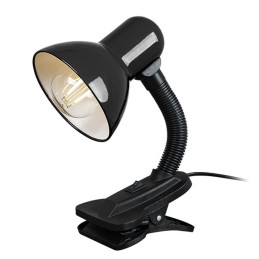 Musta LED-pöytävalaisin LB-08 klipsillä | E27-kanta | Joustava varsi