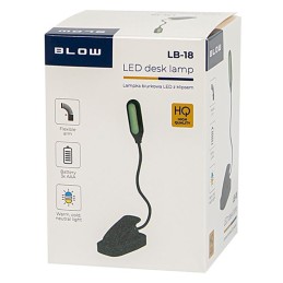 Musta LED-pöytävalaisin LB-18 klipsillä | Silmäystävällinen | Paristokäyttöinen
