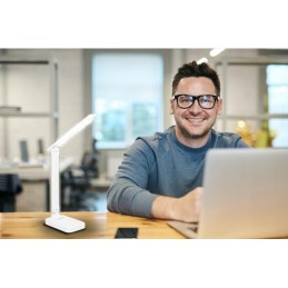 Valkoinen LED-pöytävalaisin LB-19 | USB-C ja puhelinteline | Eye Protection