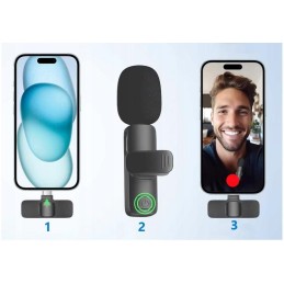 Langaton mikrofoni USB-C | 20m kantama | Plug & Play | Älypuhelimille