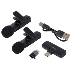 Langaton tuplamikrofoni USB-C & Lightning | 20m | Plug & Play