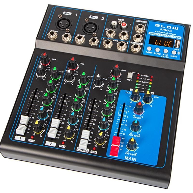 PRMX 4 Analoginen Mikseri | 4 Kanavaa | USB-soitin | +48V Phantom