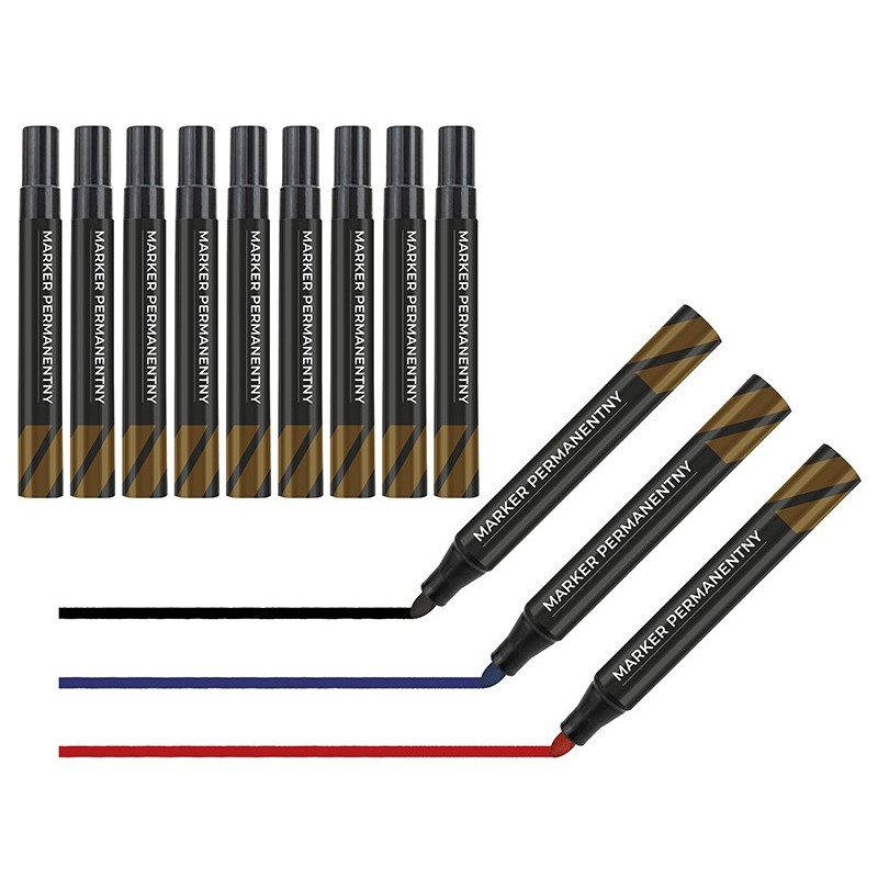 Permanent-tussisarja 12 kpl | Vedenkestävä | Musta-Sininen-Punainen