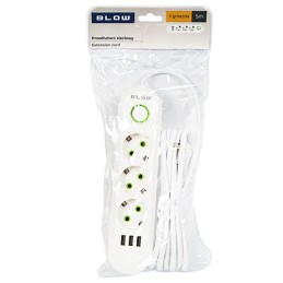 Jatkojohto PS-350 | 3 pistorasiaa + 3xUSB 5m kytkimellä