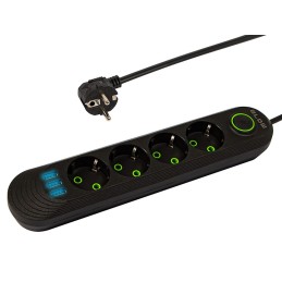 Jatkojohto PS-450 | 4 pistorasiaa + 3xUSB 5m kytkimellä