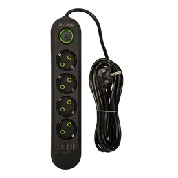 Jatkojohto PS-450 | 4 pistorasiaa + 3xUSB 5m kytkimellä