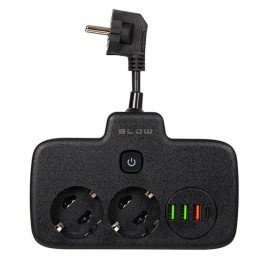 Haaroitin PS-310 2-paikkaa | 3xUSB ja USB-C | Musta 0,1m kytkimellä