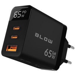 GaN-verkkolaturi 65W | Digitaalinen näyttö | 2x USB-C + USB-A