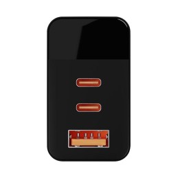 GaN-verkkolaturi 65W | Digitaalinen näyttö | 2x USB-C + USB-A