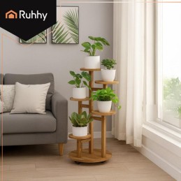 Puinen kukkajalka pyörillä | 6 tasoa, 7 ruukkua