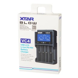 Akkulaturi XTAR VC4 | LCD-näyttö | Li-ion & Ni-MH | USB-virta