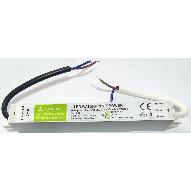 Vedenpitävä LED-muuntaja 12V 25W IP67 | LED-liitäntälaite
