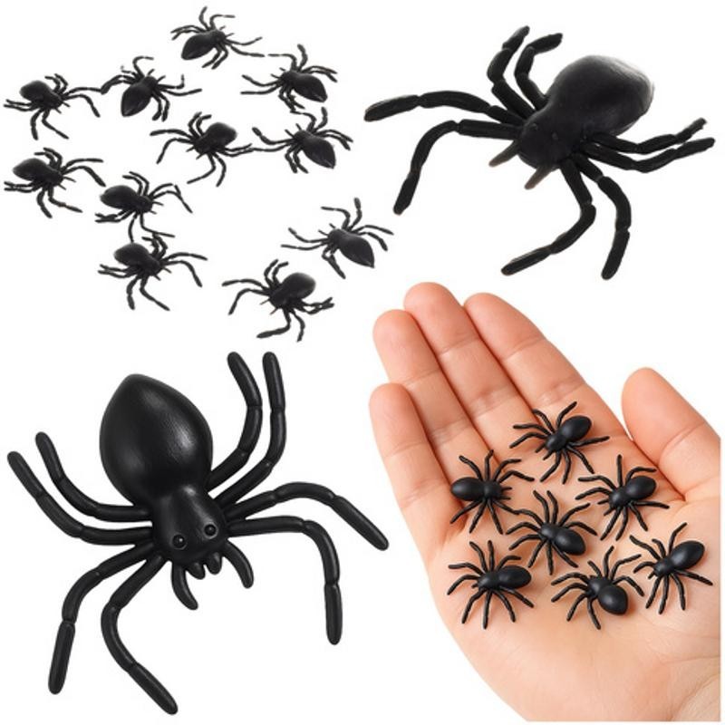 Koristehämähäkit 10 kpl (3x3 cm) | Realistinen Halloween-koriste