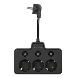 Haaroitin PS-310 3-paikkaa | Lyhyt 0,1 m johto | Musta kytkimellä