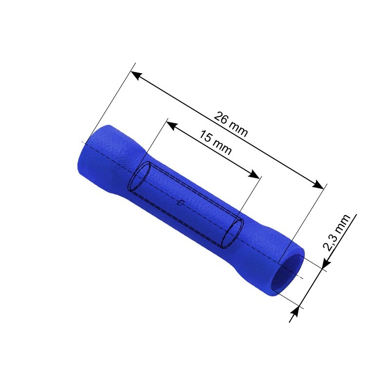 Eristetty jatkoliitin 3.2/26mm sininen | 1.5-2.5 mm² | 100 kpl
