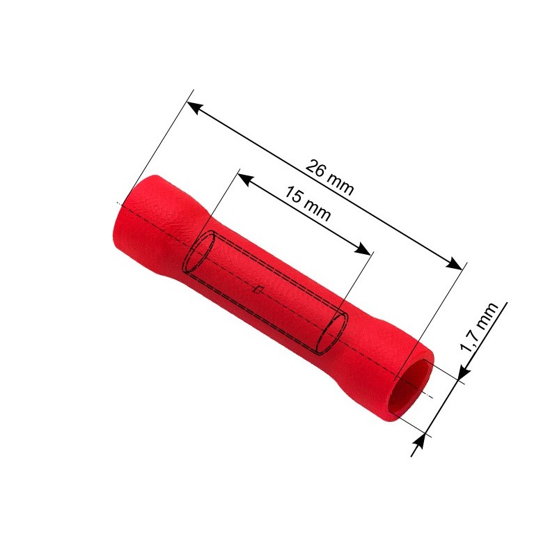 Eristetty jatkoliitin 2,4/26mm | Punainen 100 kpl | XTREME