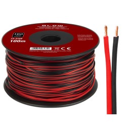 Kaiutinkaapeli 2x0,22mm | 100m kela | Puna-musta