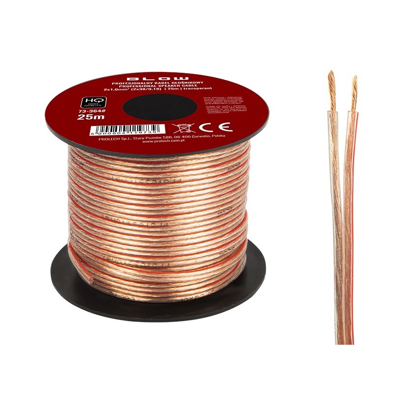 Kaiutinkaapeli 2x1,00mm 25m läpinäkyvä | Korkealaatuinen audiojohto
