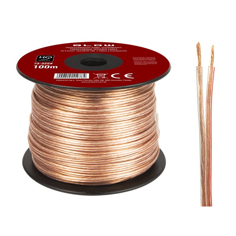 Kaiutinjohto 2x1,5mm 100m | Läpinäkyvä | Audio-kaapeli