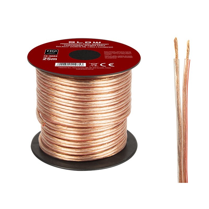 Kaiutinkaapeli 2x2,5mm 25m läpinäkyvä | Korkealaatuinen audiojohto