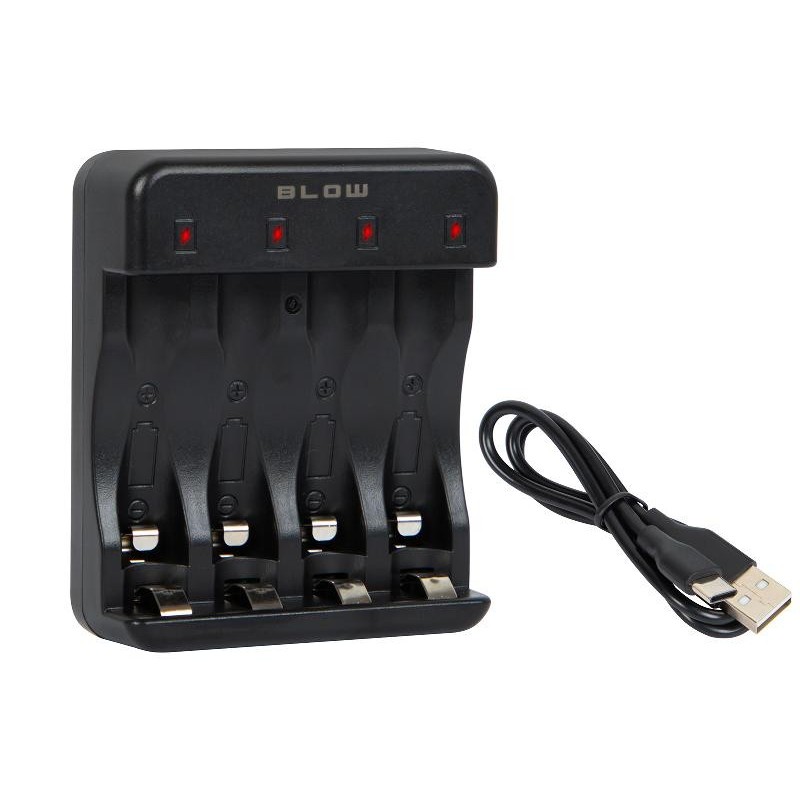 USB-akkulaturi RC4B AA ja AAA | Ni-MH ja Ni-Cd | LED-merkkivalo