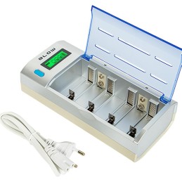 Monitoiminen akkulaturi LCD-näytöllä | AA, AAA, C, D ja 9V akuille